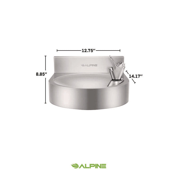 Wall-Mounted Indoor/Outdoor Water Fountain, Single-Level, Non-Filtered, Non-Refrigerated, Silver