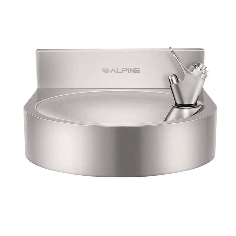 Wall-Mounted Indoor/Outdoor Water Fountain, Single-Level, Non-Filtered, Non-Refrigerated, Silver