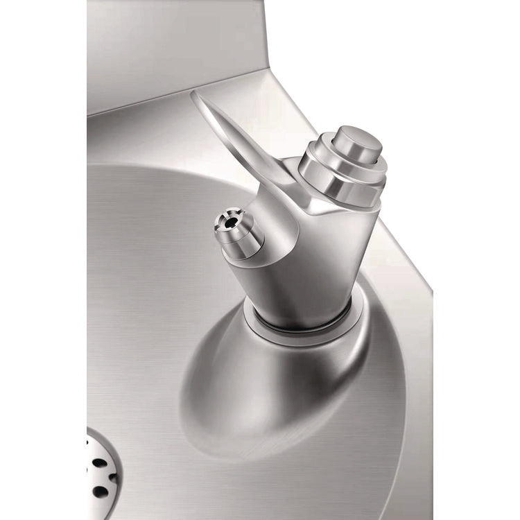 Wall-Mounted Indoor/Outdoor Water Fountain, Single-Level, Non-Filtered, Non-Refrigerated, Silver