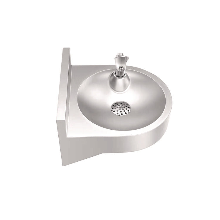 Wall-Mounted Indoor/Outdoor Water Fountain, Single-Level, Non-Filtered, Non-Refrigerated, Silver
