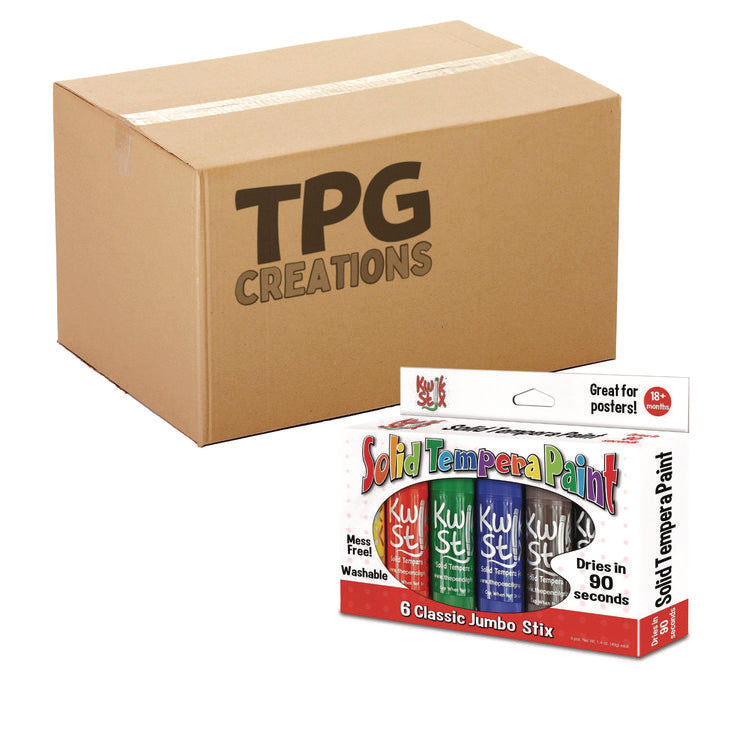 Kwik Stick Tempera Paint, 6 Assorted Classic Colors, 6/Pack, 12 Packs/Carton
