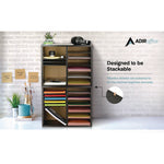 Wood Adjustable 12 Compartment Literature Organizer, 12 Sections, Letter Size, 20 x 11.8 x 16.3, Black