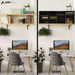 Wood Adjustable 24 Compartment Literature Organizer, 24 Sections, Letter Size, 39.3 x 11.8 x 16.3, Black