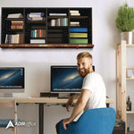 Wood Adjustable 24 Compartment Literature Organizer, 24 Sections, Letter Size, 39.3 x 11.8 x 16.3, Black