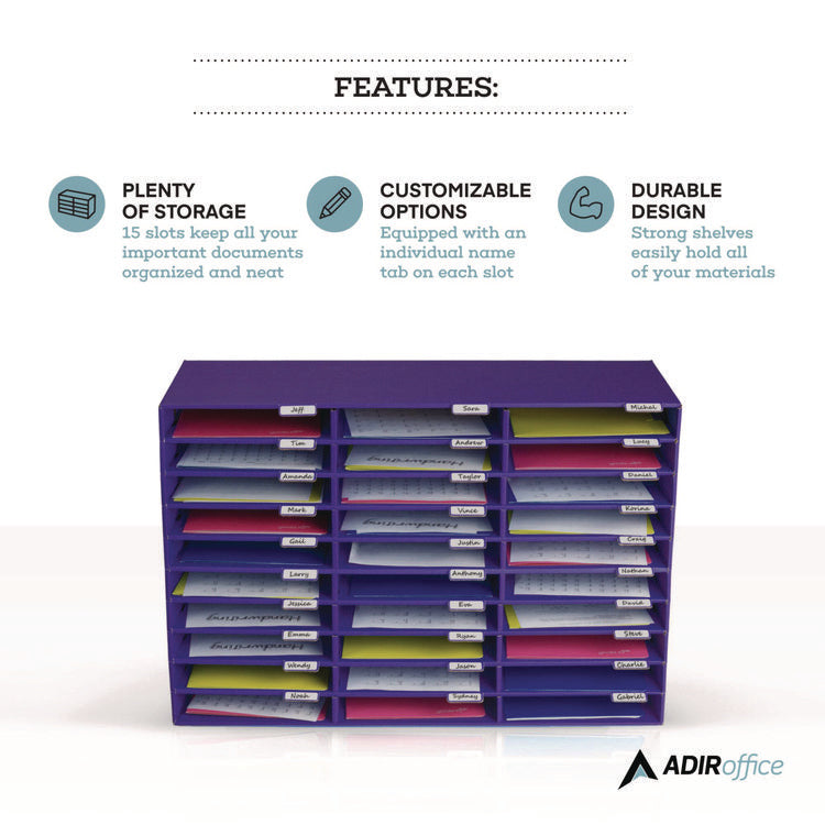 File Classroom Literature Organizer, 30 Sections, Letter Size, 32 x 13 x 21, Purple