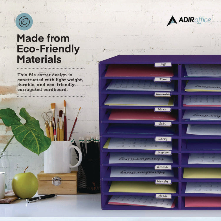 File Classroom Literature Organizer, 30 Sections, Letter Size, 32 x 13 x 21, Purple