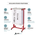 Expandable Blueprint Storage Cabinet Mobile Plan Center, Assorted Document Sizes, 20.5" x 28" to 46.5" x 50.75", Red