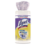 Dual Action Disinfecting Wipes, 1-Ply, 7 x 7.5, Citrus, White/Purple, 75/Canister, 6 Canisters/Carton