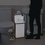 Rectangular Sensor Trash Can, 4 gal, Plastic/Stainless Steel, Silver
