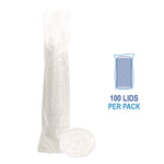 Crystal-Clear Cold Cup Straw-Slot Lids, Fits 9 oz to 10 oz Cold Cups, Plastic, Clear, 100/Pack