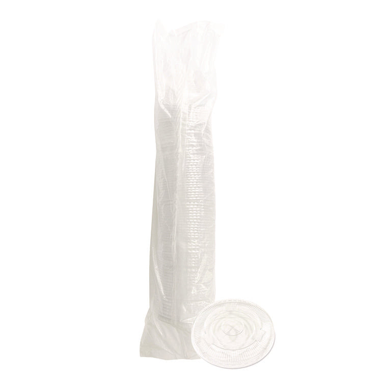 Crystal-Clear Cold Cup Straw-Slot Lids, Fits 9 oz Squat/12 oz Cold Cups, Plastic, Clear, 100/Pack