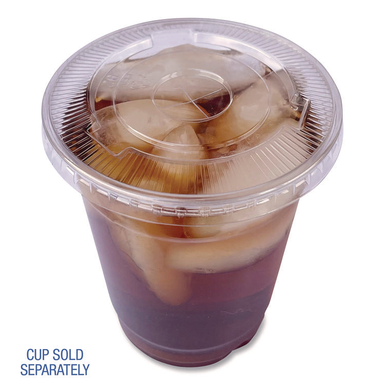 Crystal-Clear Cold Cup Straw-Slot Lids, Fits 9 oz Squat/12 oz Cold Cups, Plastic, Clear, 100/Pack