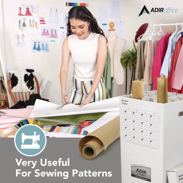 16 Slot Blueprint Rolled File Upright Storage Box, 16 Compartments, 17.5 x 17.5 x 37, White