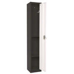 Steel Storage Locker, 1 Compartment, 12 x 12 x 72, Black Body/White Doors
