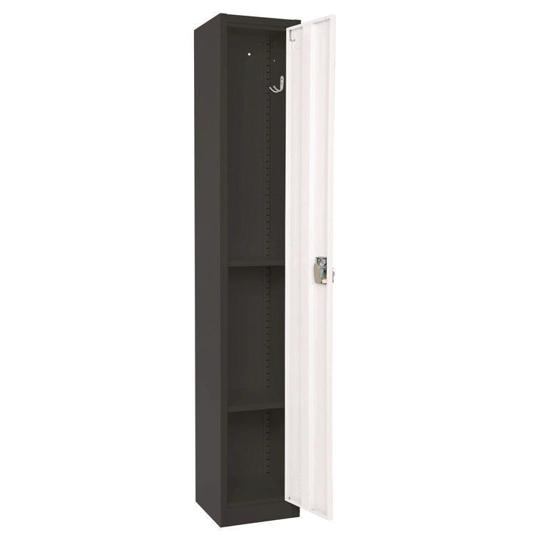 Steel Storage Locker, 1 Compartment, 12 x 12 x 72, Black Body/White Doors