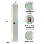 Steel Storage Locker, 1 Compartment, 12 x 12 x 72, Misty Green
