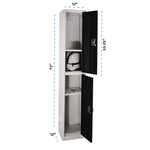 Steel Storage Locker, 2 Compartment, 12 x 12 x 72, Black