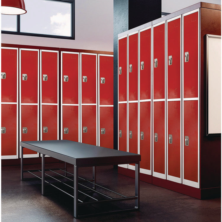 Steel Storage Locker, 2 Compartment, 12 x 12 x 72, Red