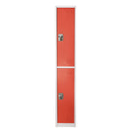 Steel Storage Locker, 2 Compartment, 12 x 12 x 72, Red
