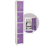Steel Storage Locker, 4 Compartment, 12 x 12 x 72, Purple