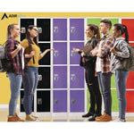 Steel Storage Locker, 4 Compartment, 12 x 12 x 72, Purple