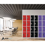 Steel Storage Locker, 4 Compartment, 12 x 12 x 72, Purple