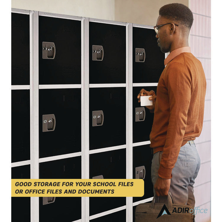 Steel Storage Locker, 4 Compartment, 12 x 12 x 72, Black