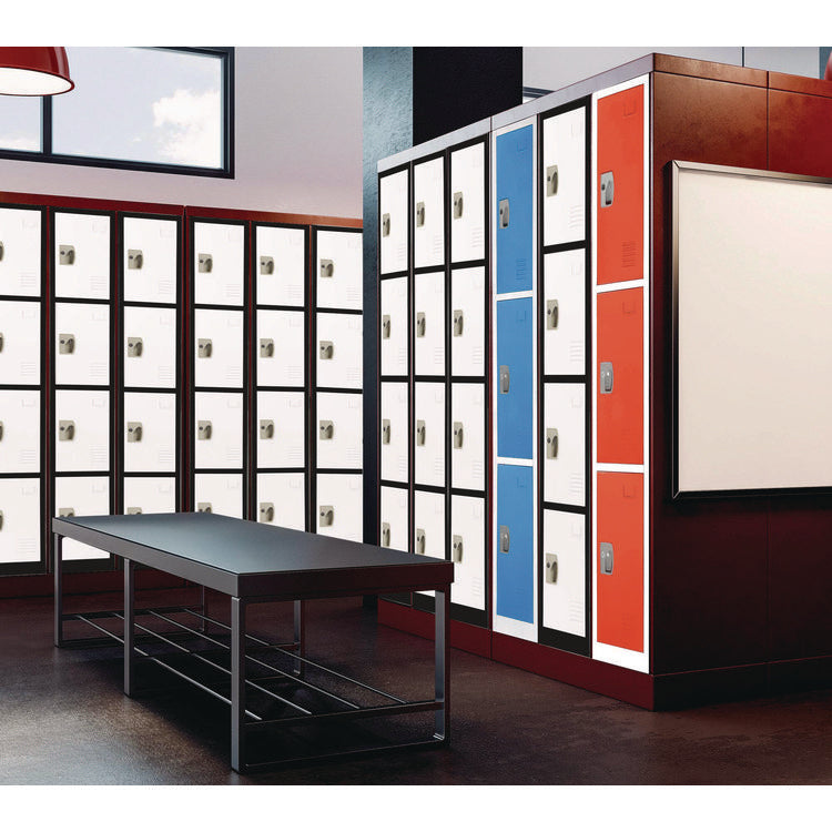 Steel Storage Locker, 4 Compartment, 12 x 12 x 72, Black Body/White Doors