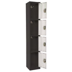 Steel Storage Locker, 4 Compartment, 12 x 12 x 72, Black Body/White Doors