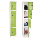 Steel Storage Locker, 4 Compartment, 12 x 12 x 72, Green