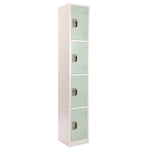 Steel Storage Locker, 4 Compartment, 12 x 12 x 72, Misty Green
