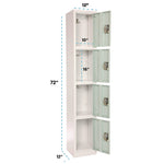 Steel Storage Locker, 4 Compartment, 12 x 12 x 72, Misty Green
