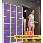 Steel Storage Locker, 6 Compartment, 12 x 12 x 72, Purple