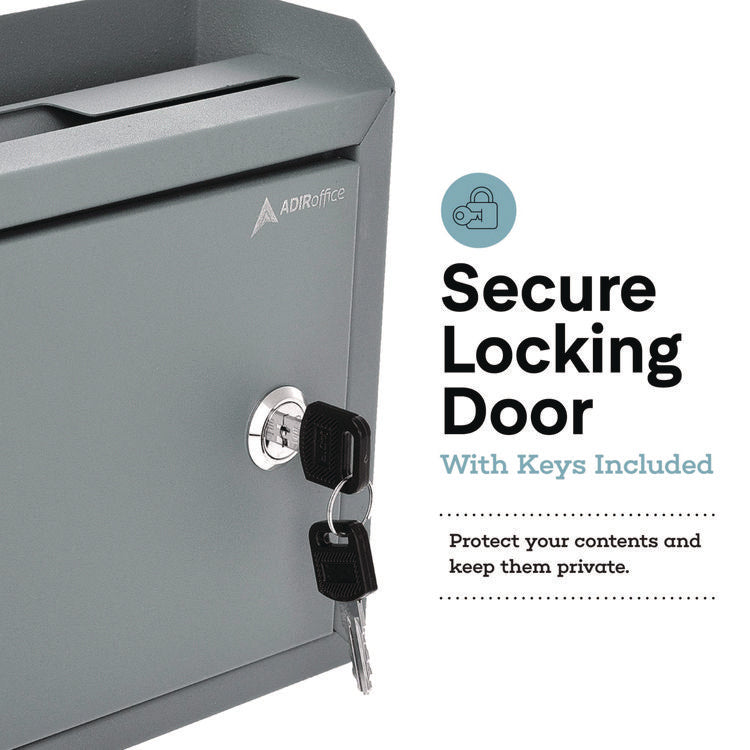 Medium Size Steel Multi-Purpose Secure Drop Box, 9.8 x 3.4 x 7.5, Gray