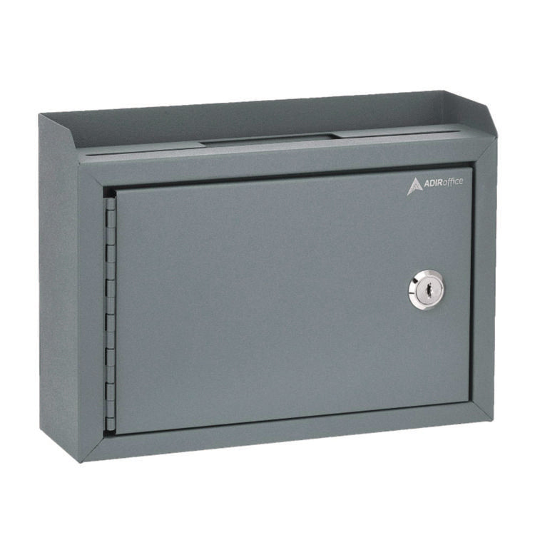 Medium Size Steel Multi-Purpose Secure Drop Box, 9.8 x 3.4 x 7.5, Gray