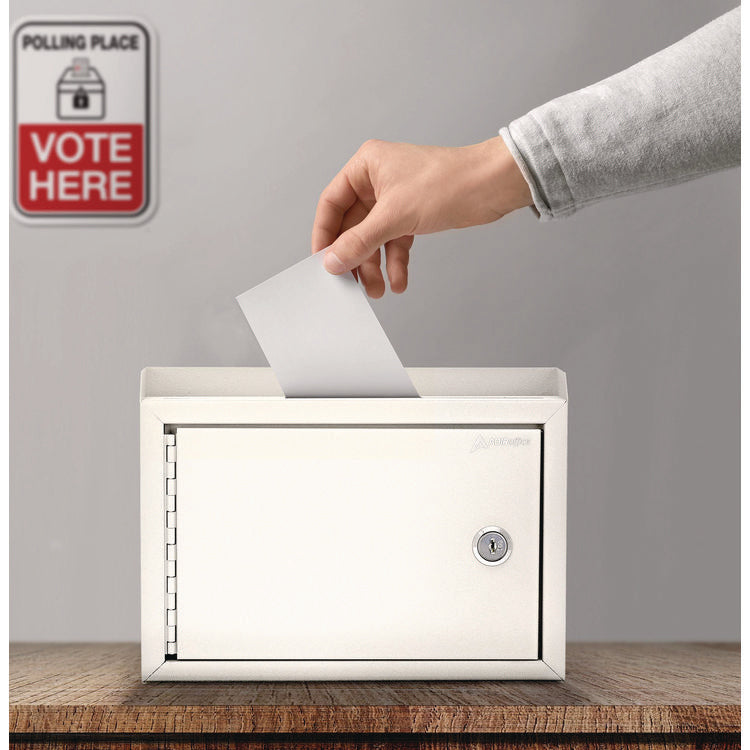 Medium Size Steel Multi-Purpose Secure Drop Box, 9.8 x 3.4 x 7.5, White