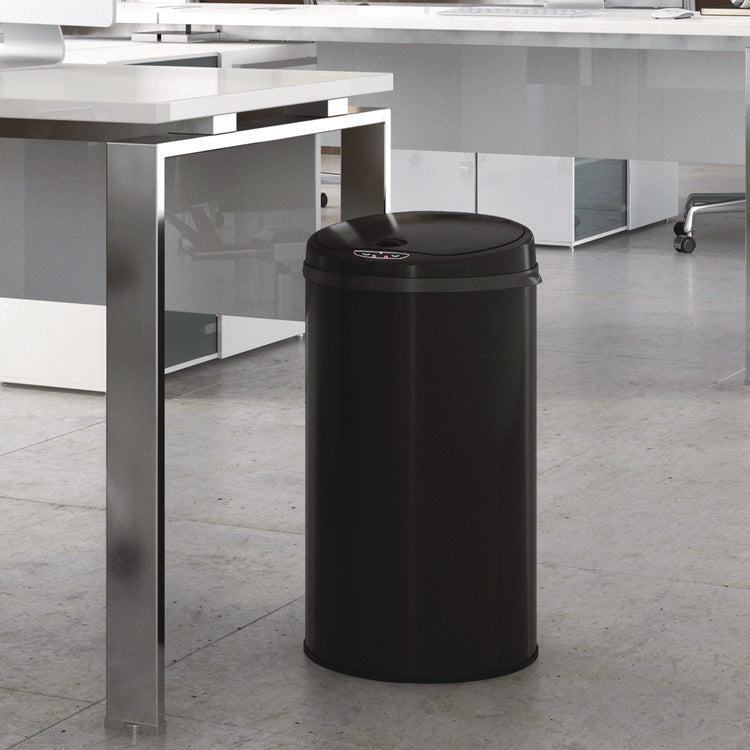 Sensor Trash Can, 8 gal, Plastic/Stainless Steel, Black
