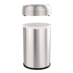 Open Top Trash Can, 13 gal, Plastic/Stainless Steel, Silver