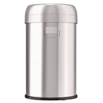 Open Top Trash Can, 13 gal, Plastic/Stainless Steel, Silver