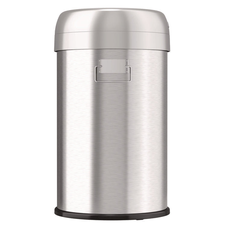 Open Top Trash Can, 13 gal, Plastic/Stainless Steel, Silver