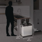 Dual Compartment Sensor Recycle Bin and Trash Can with Wheels, 16 gal, Plastic/Stainless Steel, Silver/Black