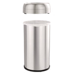 Open Top Trash Can, Round, 16 gal, Plastic/Stainless Steel, Silver
