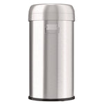 Open Top Trash Can, Round, 16 gal, Plastic/Stainless Steel, Silver