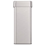 Open Top Trash Can, Rectangular, 16 gal, Plastic/Stainless Steel, Silver