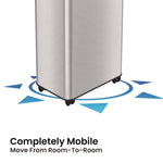 Open Top Trash Can with Wheels, Rectangular, 16 gal, Plastic/Stainless Steel, Silver