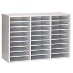 Wooden 27 Compartment Literature Organizer, 27 Sections, Letter Size, 31.49 x 11.81 x 21.65, White
