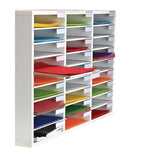 Wooden 27 Compartment Literature Organizer, 27 Sections, Letter Size, 31.49 x 11.81 x 21.65, White