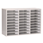 Wooden 27 Compartment Literature Organizer, 27 Sections, Letter Size, 31.49 x 11.81 x 21.65, White