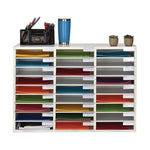 Wooden 27 Compartment Literature Organizer, 27 Sections, Letter Size, 31.49 x 11.81 x 21.65, White