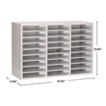 Wooden 27 Compartment Literature Organizer, 27 Sections, Letter Size, 31.49 x 11.81 x 21.65, White